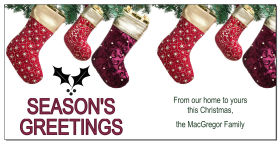 Three Fireplace Christmas Stocking Holiday Card w-Envelope 8